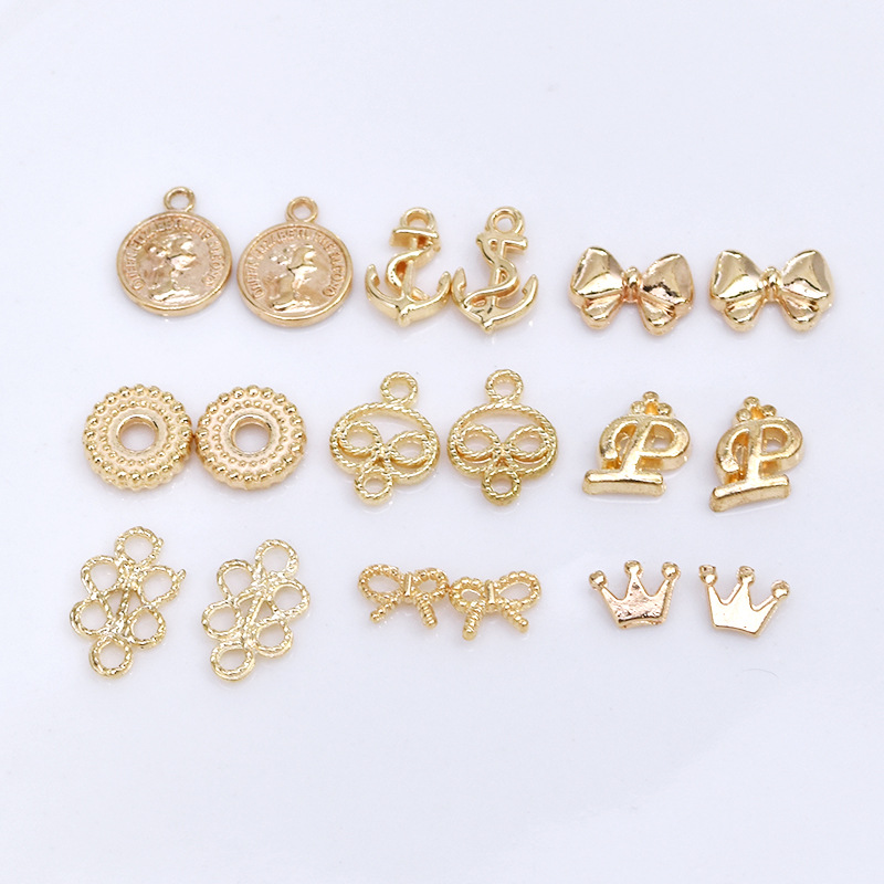 10 Pcs/package Simple Style Letter Crown Anchor Alloy Plating Pendant Jewelry Accessories display picture 4