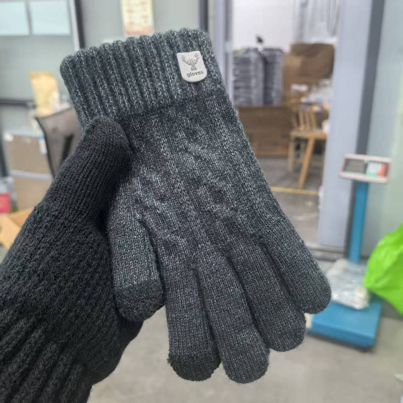 跨境针织毛线手套羊驼绒加绒加厚保暖手套户外百搭防寒可触屏手套|undefined