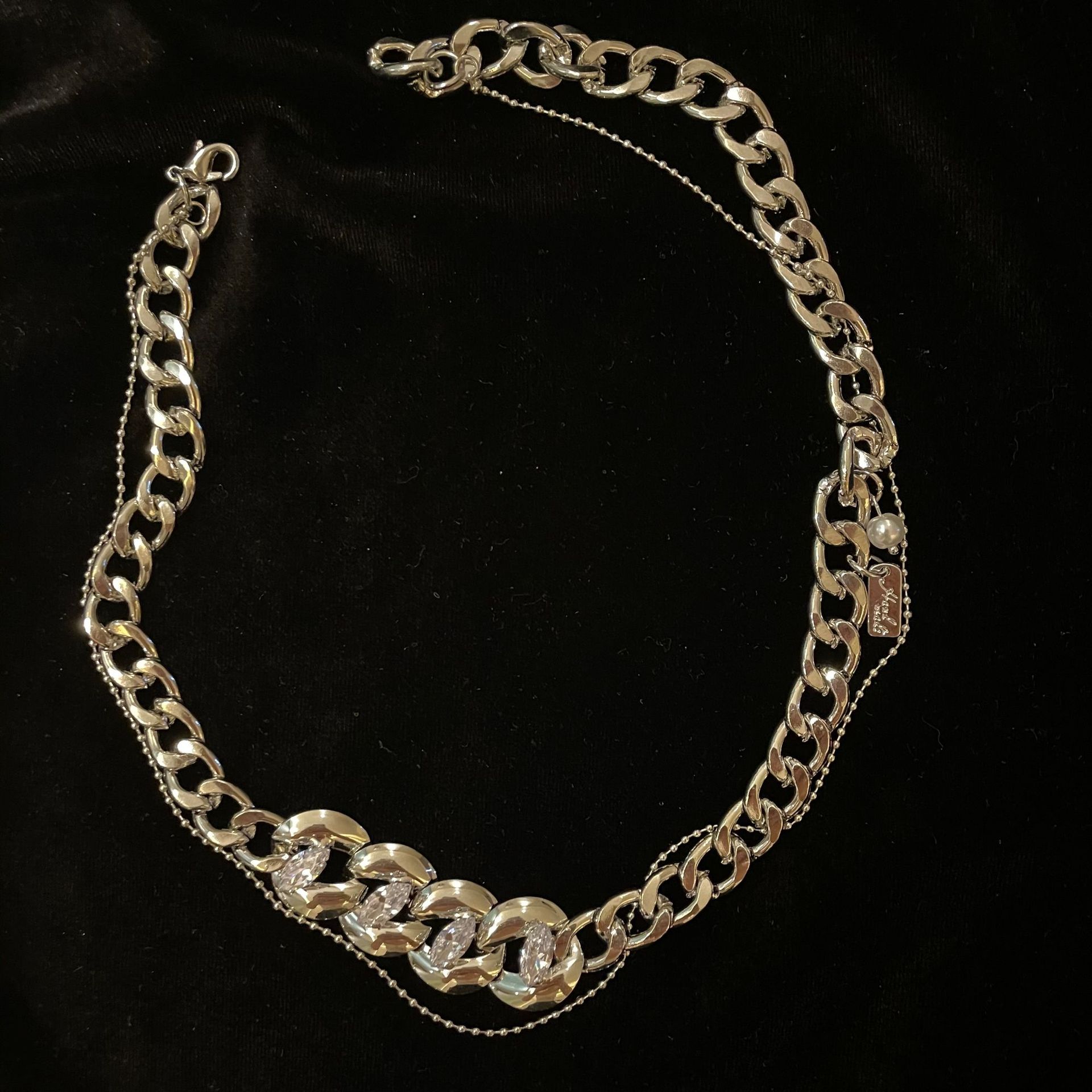 Cuban Fashion Style Simple Thick Chain Diamond Necklace display picture 9