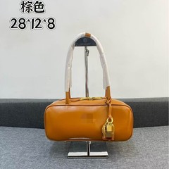 2025新款牛皮保龄球包简约高级感法棍腋下包大容量时髦真皮女包潮