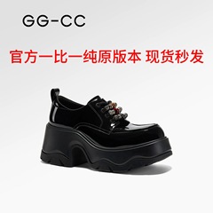 春季新款粗跟单鞋女2025年英伦小皮鞋女高跟厚底乐福鞋钻扣单鞋潮