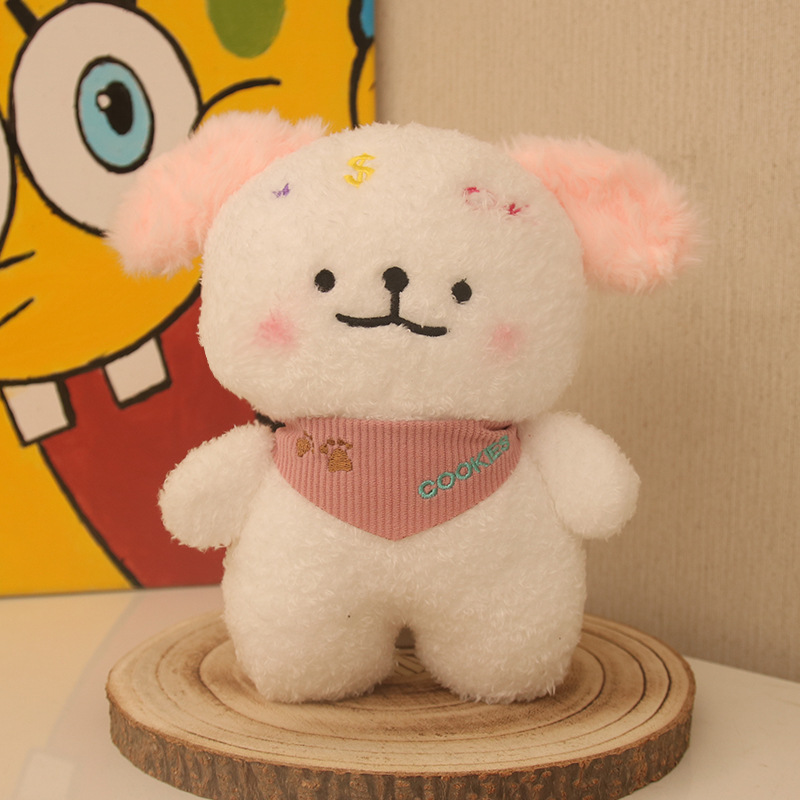 Lindo y lindo cachorro cp bufanda bicolor perro muñeco de felpa joyería muñeco de felpa regalo para niños al por mayor