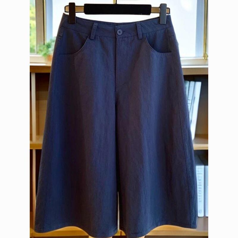 2026 New Summer Straight Wide-Leg Retro Pants for Women, Fashionable Cropped Thin Slimming Pants, Loose Casual Pants