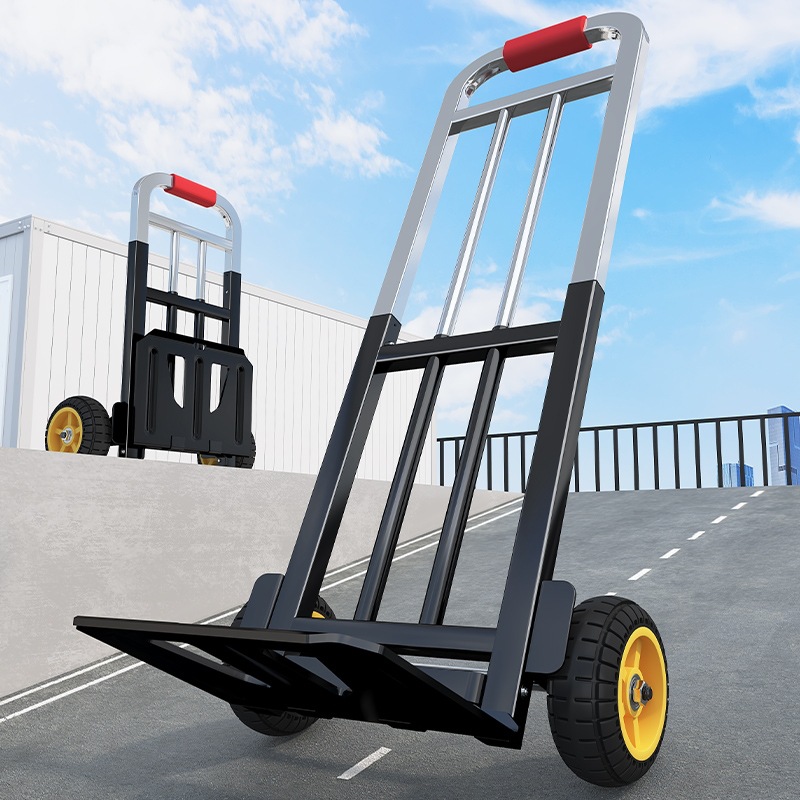 Folding Lightweight Portable Trolley for Home Use, Handcart for Luggage Transport, Sturdy Small Trailer for Moving and Storage