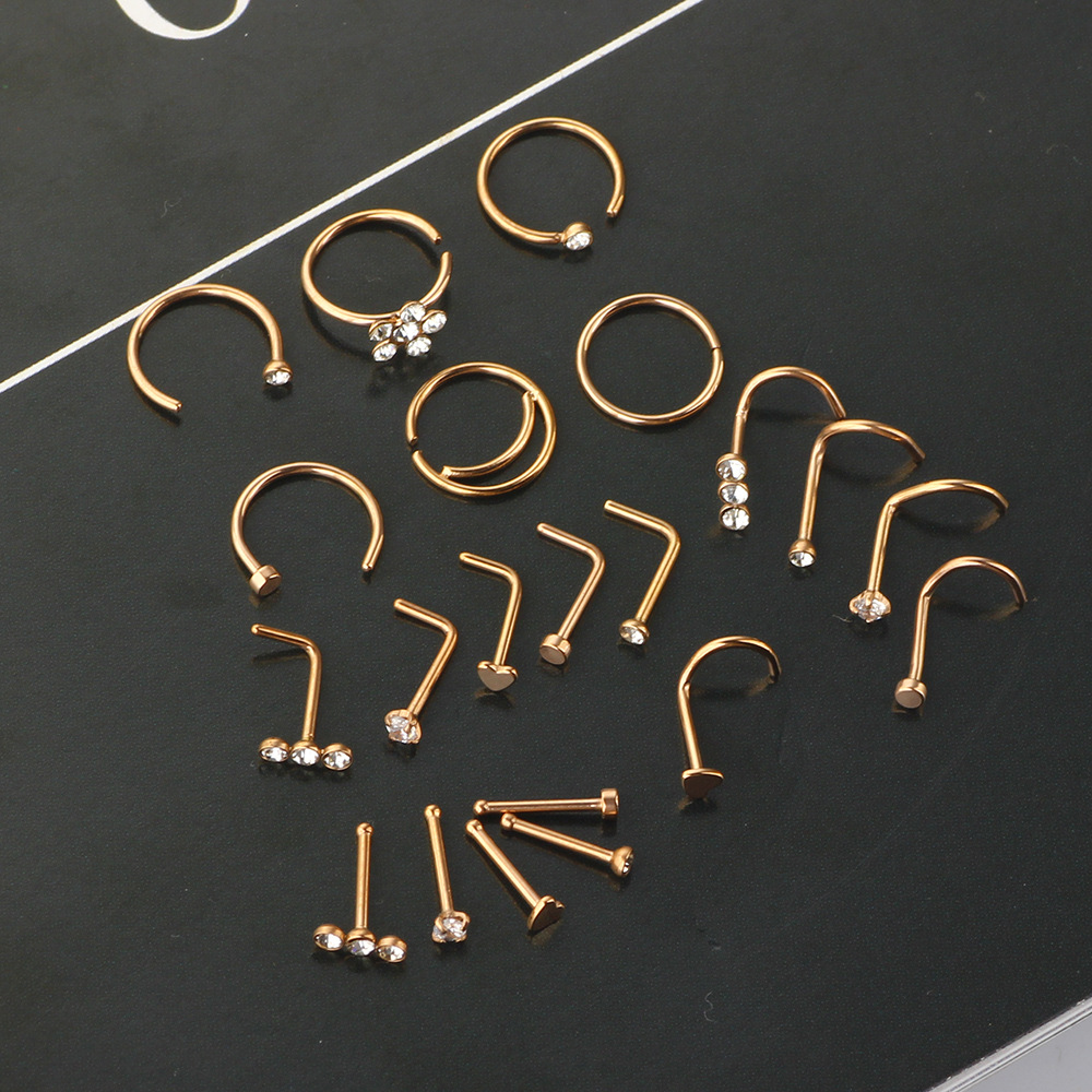 Tide Cool Nose Nail Set with C-Shaped U-Shaped Rings - Stainless Steel Body Piercing Jewelry Kit for Men and Women detail image 11