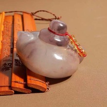 天然新疆金丝玉迷你小酒壶雕刻手把壶小茶壶把把壶小众个性款饰品