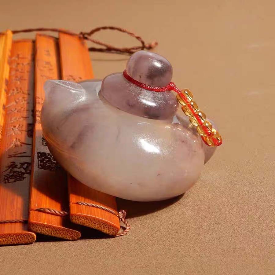 天然新疆金丝玉迷你小酒壶雕刻手把壶小茶壶把把壶小众个性款饰品