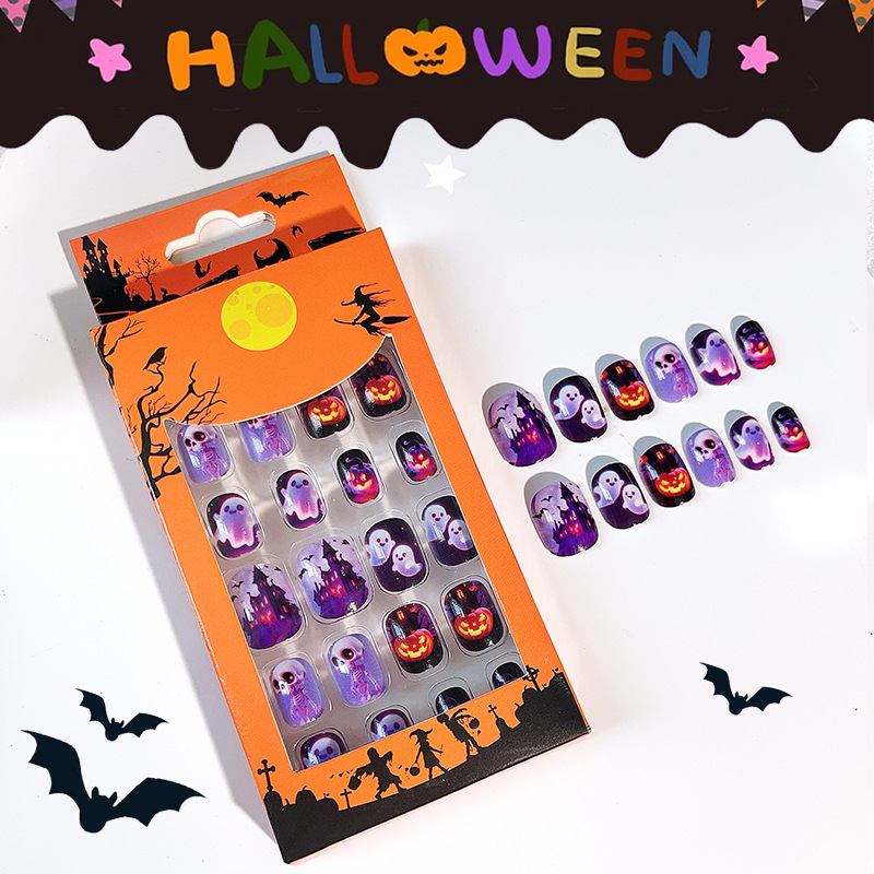 Manicure transfronterizo, Halloween, uñas para niños, productos terminados, uñas, uñas falsas, parches de uñas