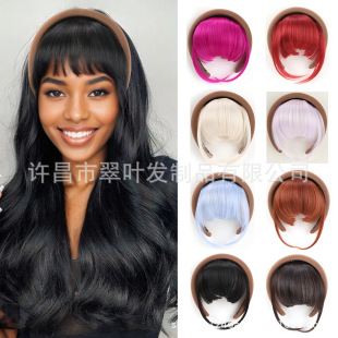 Cross-Border Hot Selling Clip-In Bang Headband with Bangs Light Brown Headband Velcro Bangs Wig Detachable Style