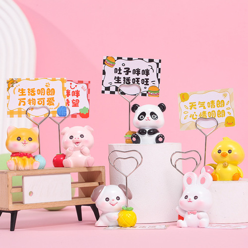 Cute Q Pet Time Note Holder Cute Pet Small Animal Multifunctional Desktop Decorative Ornaments Creative Office Note Holder