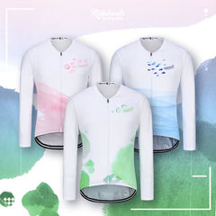 水墨系三色秋冬款騎行服棉襖牛奶絲抓絨長袖男女自行車服單車保暖