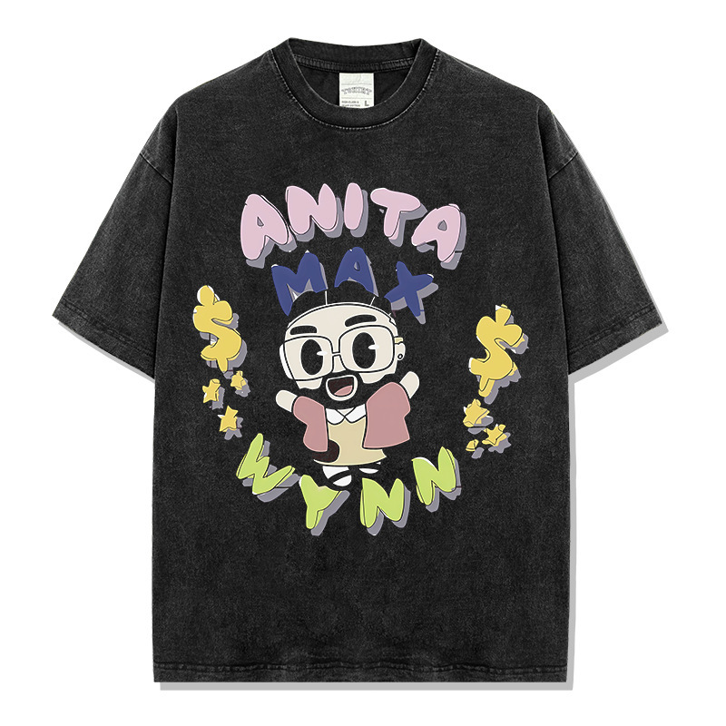 Cross-border Vintage Drake Duck Anita Max Win Washed Long-sleeved Crewneck Short-sleeved T-shirt Hoodie Men