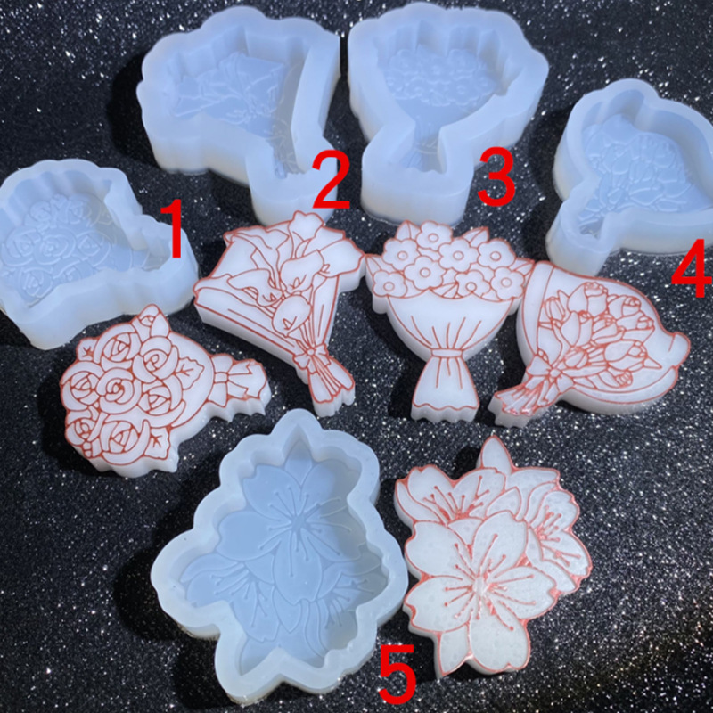 Rose Tulip flor de cerezo ramo girasol modelado molde de silicona epoxi molde de yeso molde de aromaterapia