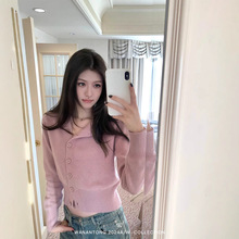 WANANTONG 小piu亮必须拥有的 仿羊毛偏门襟飘带毛衣女冬季