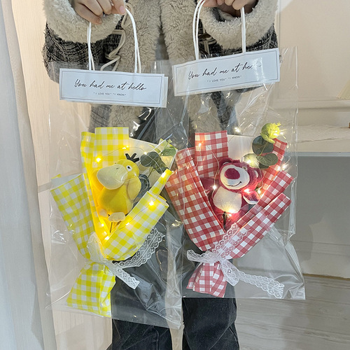 Mother's Day Gift 520 Bouquet Cartoon Doll Bouquet Chinese Valentine's Day Graduation Season Hand-held Flower Bag with Lights