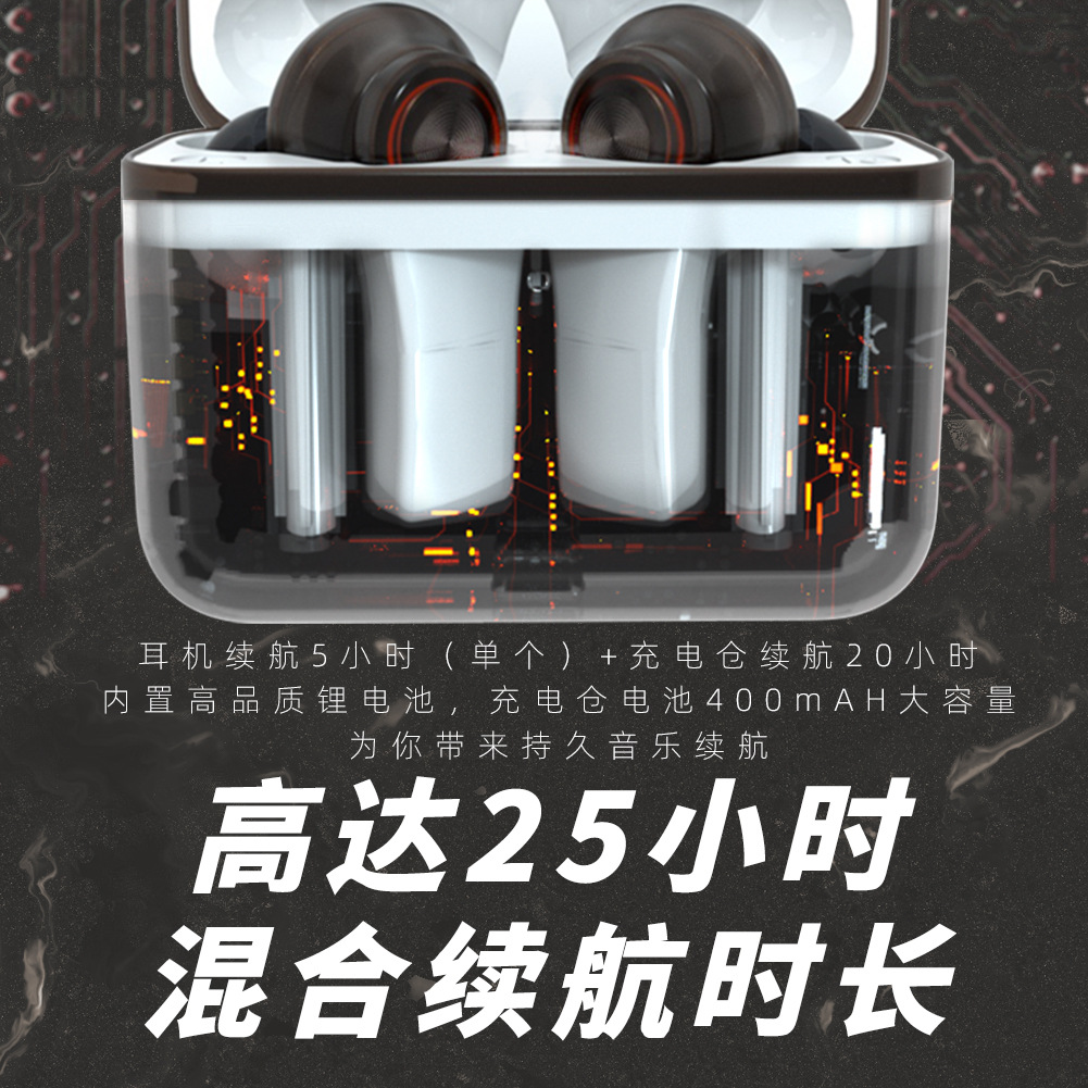 TS-200真无线蓝牙耳机tws透明入耳立体声通话音乐减噪耳机涂鸦