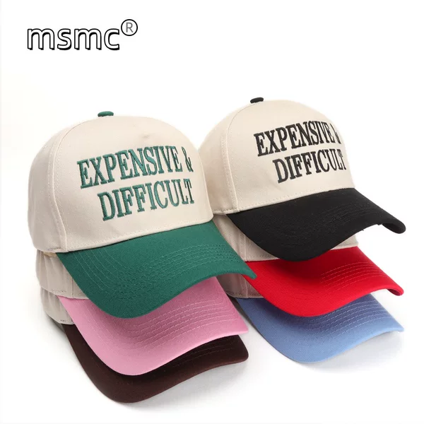 European and American Cross-Border Letter Embroidered Baseball Cap Five-Piece High-Top Trucker Hat Color-Blocked Duck Tongue Sun Protection Hat