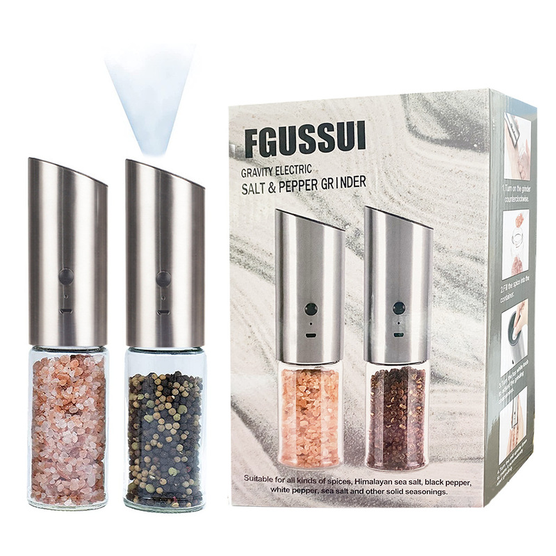 Cross-Border Stainless Steel Electric Pepper and Spice Grinder, Automatic Sea Salt Grinder, Kitchen Electric Grinder