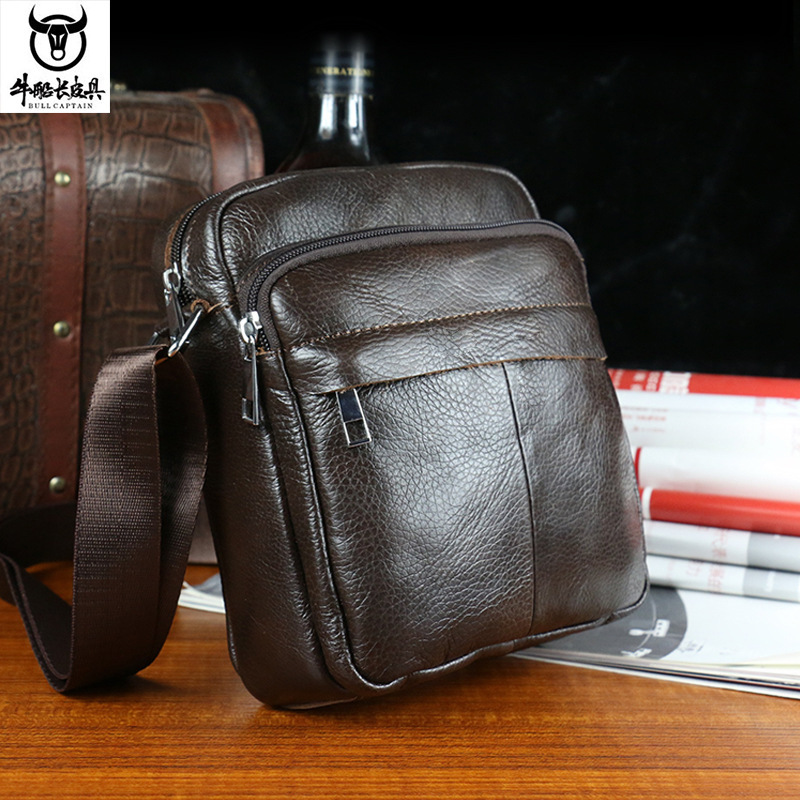 Captain Niu crossbody genuine leather men's shoulder durable waterproof men's single bag sports casual cowhide wallet messenger bag