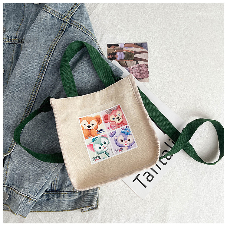 "Bag Girl 2021 New Trendy Korean style, fashionable and personalized printed single-shoulder bag for women, canvas hand-held crossbody small bag. undefined