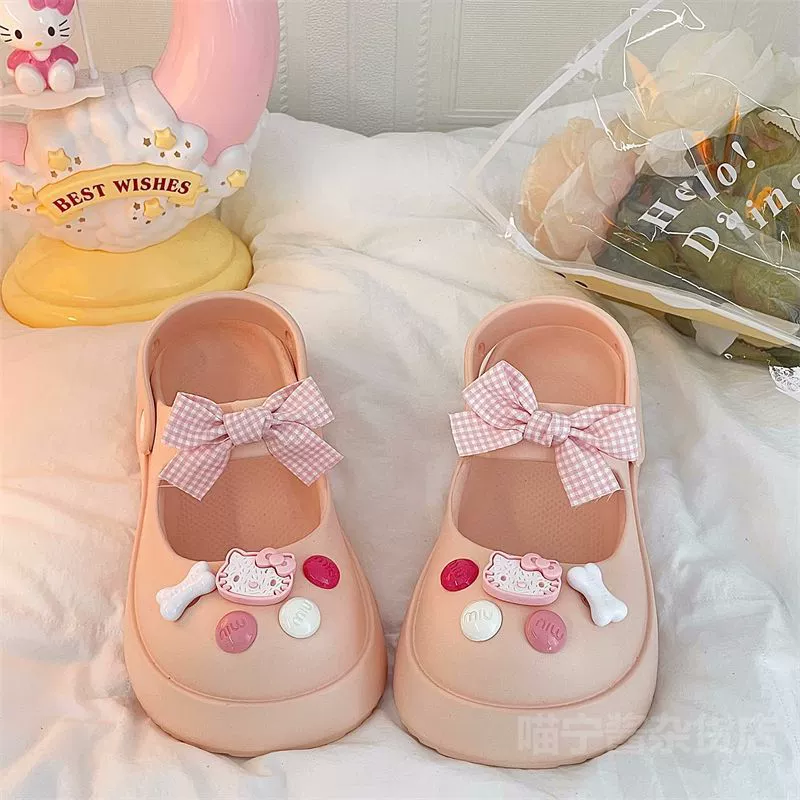 Cave Shoes Женская верхняя одежда Известные в Интернете новые Нескользящие увеличивающие рост толстые дышащие милые сандалии с пляжным носком 2023 года