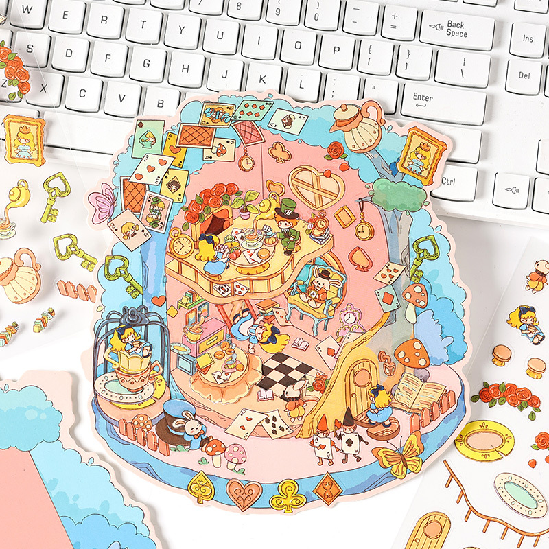 Pegatinas de paisajismo tridimensional en 3D de Yuezhen Material de decoración de cuentas de cuento de hadas Paisaje de cuento de hadas Pegatinas de bricolaje