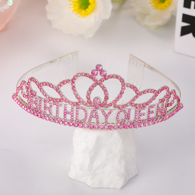 vendita calda BIRTHDAY QUEEN GIRL ragazze compleanno corona galateo festa forniture strass accessori per capelli_voghion.com
