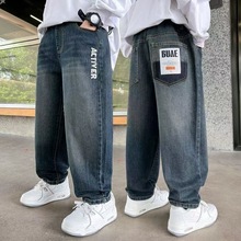 男童春秋牛仔裤新款儿童休闲童装中大童男孩宽松裤子潮流批发代发