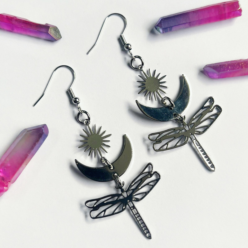 16g Weight Drop Earrings Classification 1 Pair Quantity 1 Pair Casual Bohemian Sun Moon Dragonfly Plating Hollow Out Alloy Drop Earrings