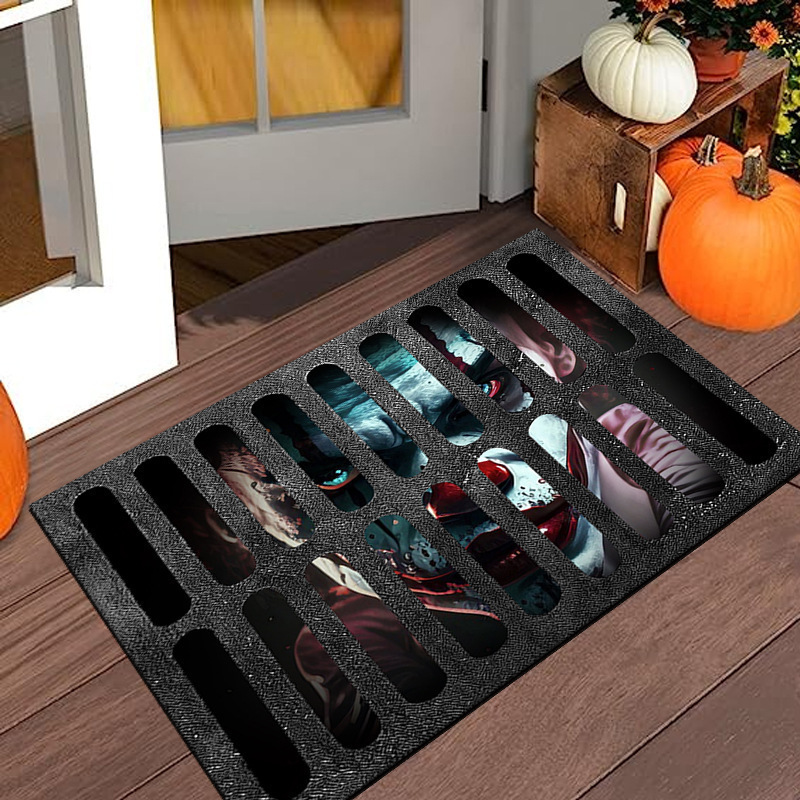 アマゾン工場のハロウィンの透かし彫りの装飾のじゅうたんの3d視覚の立体的なマットの玄関の家の入り口の足のマットの卸売り|undefined