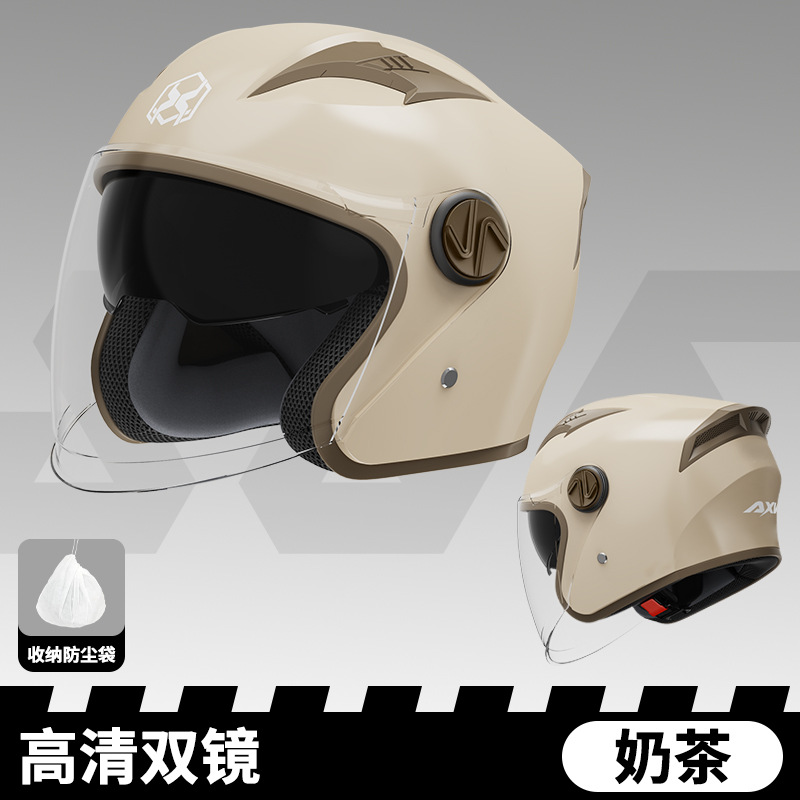Casco de coche eléctrico especial de comercio exterior para hombre Four Seasons General de motocicleta en el extranjero para mujer Casco a prueba de viento simple de invierno para mujer