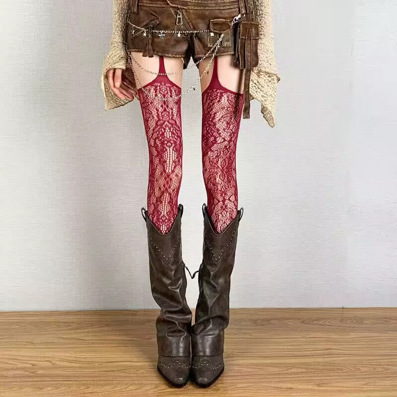 Autumn Retro Thin Tights, Women's Fitted Patterned Pantyhose, Multiple Colors