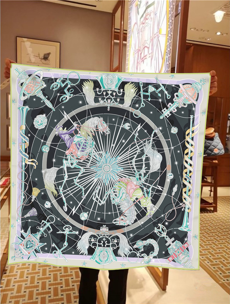 Regali di seta in twill quadrato di seta, fasce per capelli, decorazioni professionali, nastri, dolce stile principessa, cielo stellato piccolo_voghion.com