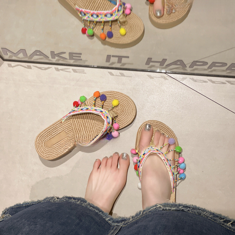 Xishuang Banna Dai zapatillas de verano nuevo anti-deslizante de fondo grueso zapatillas de playa de estilo nacional