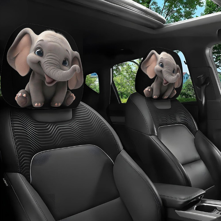 Universal Printed Headrest Covers for Cars, Various Quirky Prints, Polyester, Breathable, Antibacterial, Does Not Shrink or Become Hard