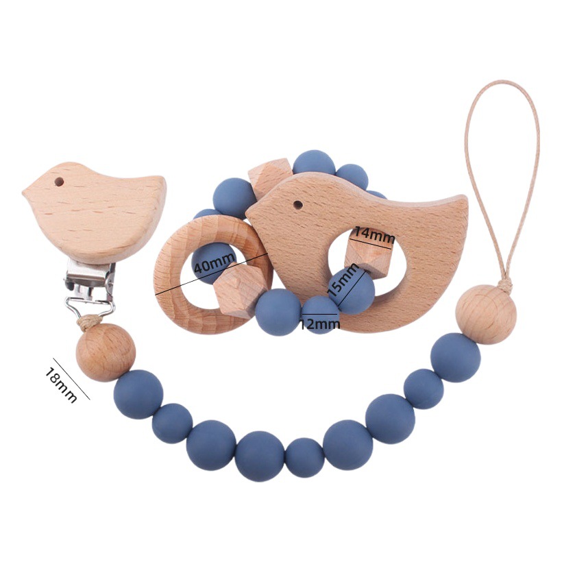 Nuevo bebé suministros de haya animal de dibujos animados chupete clip chupete Cadena de chupete teether traje bebé molar teether juguete