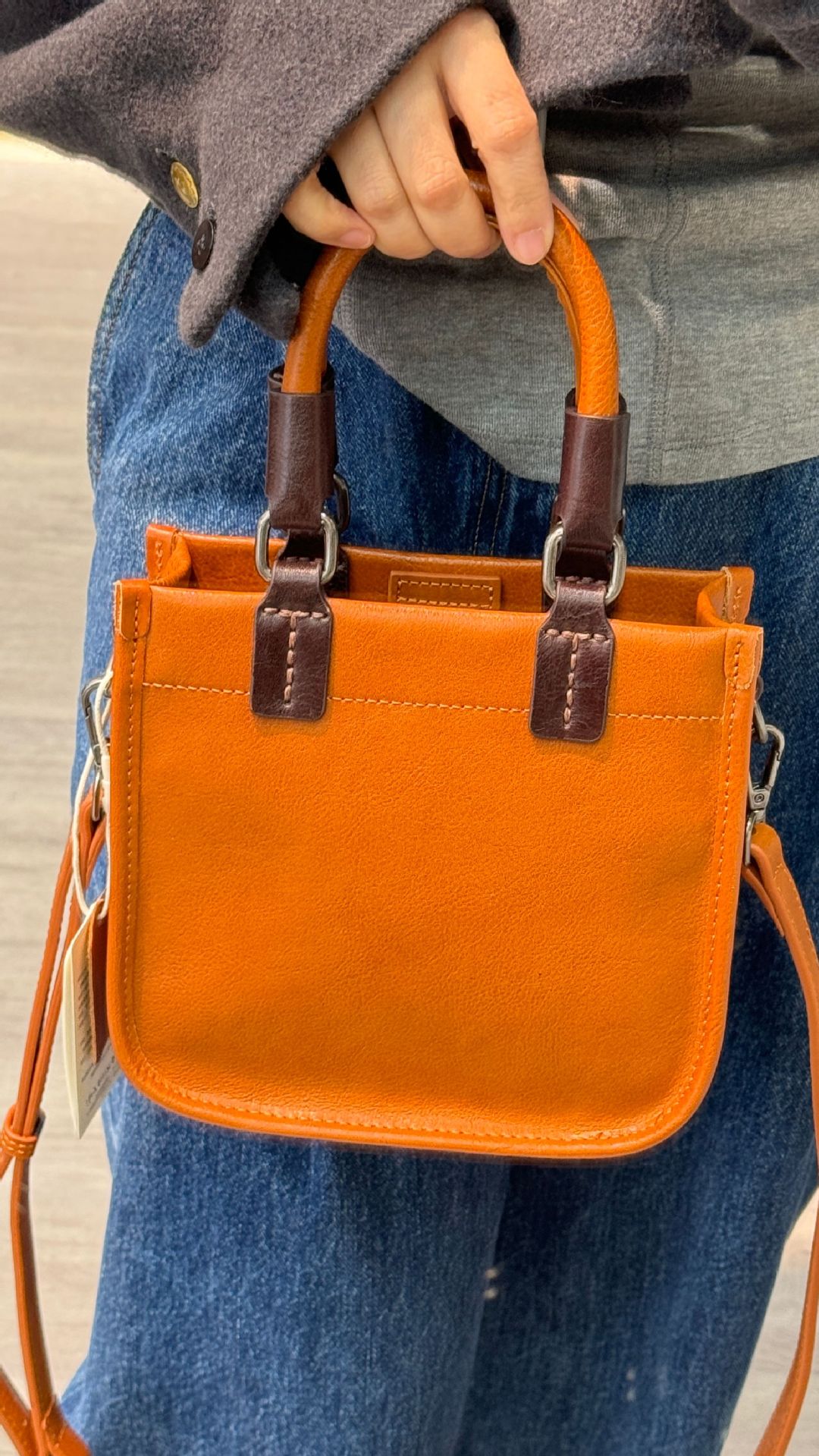Classic Top Grain Cowhide Small Square Bag - Minimalist Genuine Leather Crossbody & Handbag For Women, Factory Direct - Thumbnail 6