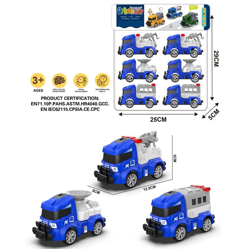 Children's Q Cute Pull-Back Artificial Police Car Detection Vehicle Military Vehicle Missile Vehicle Engineering Vehicle Fire Truck Environmental Protection Vehicle Toy