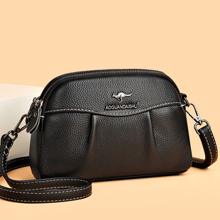 Genuine Leather Large Capacity Multi-Layer Women's Bag 2023 New Style Cowhide Fashionable Shoulder Crossbody Bag Coin Purse Mobile Phone Bag