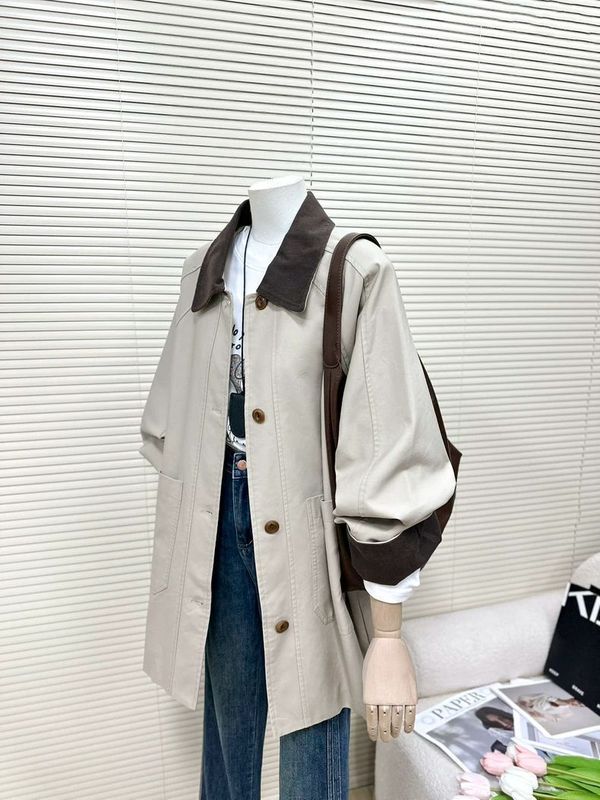 设计感撞色卡其色风衣外套女2025春秋新款小个子宽松休闲工装大衣|undefined
