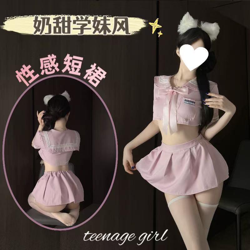 Sailor Student Roleplay Lingerie Set with Pleated Mini Skirt and Stockings — detail image 1