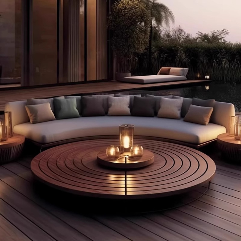 Sofá al aire libre Villa de madera maciza combinación de ocio tarjeta impermeable muebles mesas de té jardín al aire libre terraza teca