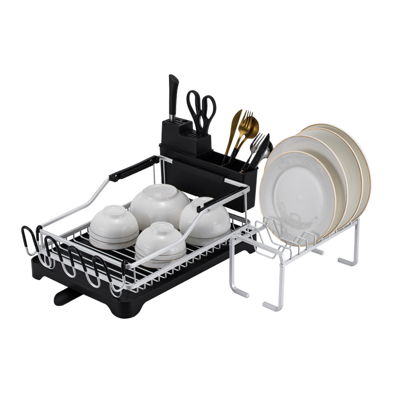 Ventas directas de fábrica de estantes para platos de cocina de aluminio de doble capa de aleación de aluminio, desmontaje y desagüe, estantes para platos, estantes para cocina