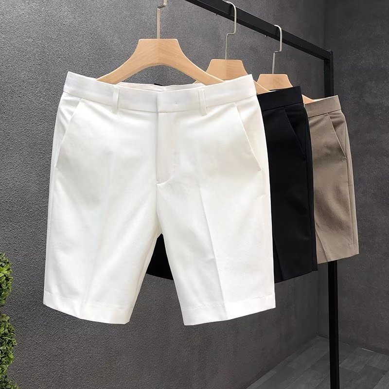High-end Sense Light Business Suit Shorts Men's White Slim-fit Straight Pants Men's Summer Thin Casual Pants