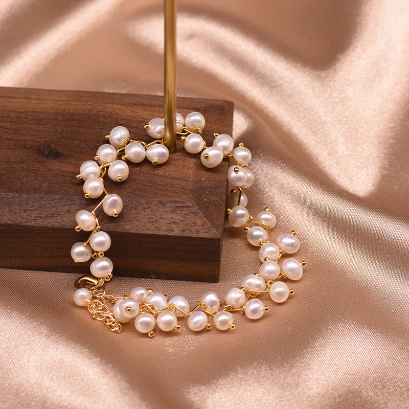 XlentAg Natural Freshwater White Pink Purple Pearl Bracelet Women's Temperament Japanese and Korean Style Light Luxury Simple Jewelry XlentAg Natural Freshwater White Pink Purple Pearl Bracelet Women's Temperament Japanese and Korean Style Light Luxury Simple Jewelry