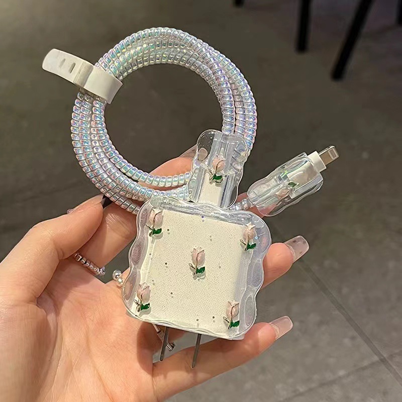 Cute Style Cute Heart Shape Butterfly Bow Knot Plastic Usb Cable Protection Sleeve