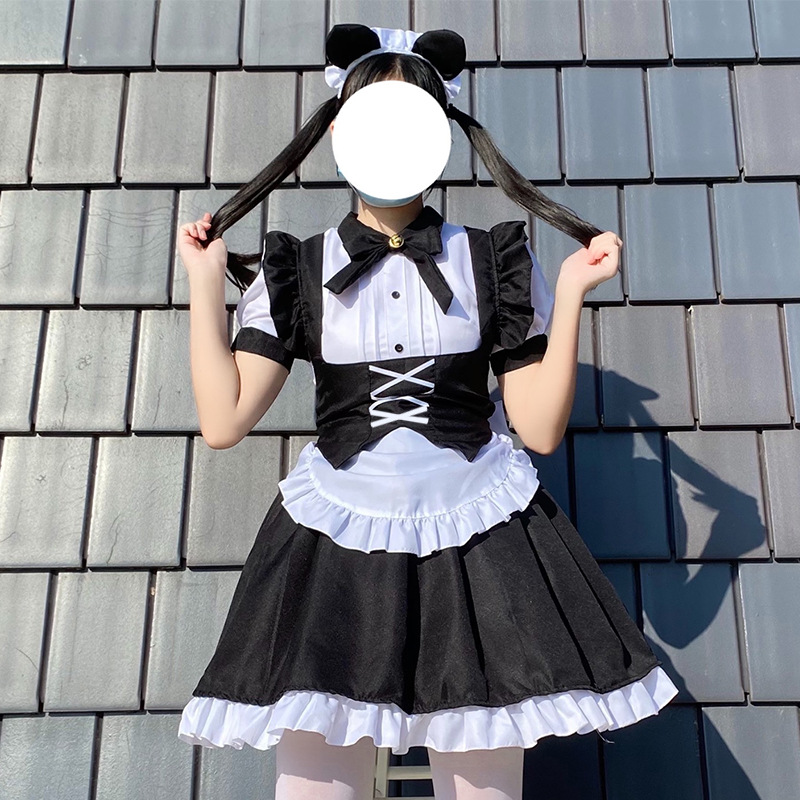 New Black and White Lolita Gothic Maid Dress for Halloween, Lolita Women's Costume Dress
