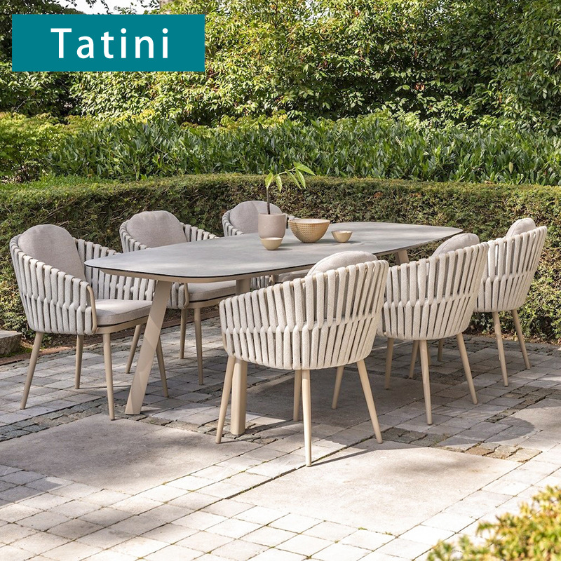 Mesa y silla de ocio al aire libre sala de sol combinación silla de jardín interior y exterior patio villa al aire libre a prueba de agua silla de vidre protector solar