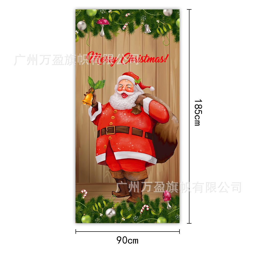 2025 nuevos productos de navidad cortina de bandera Santa Claus para ver la hoja de regalo decoración de tela colgante Bandera de bienvenida de Navidad