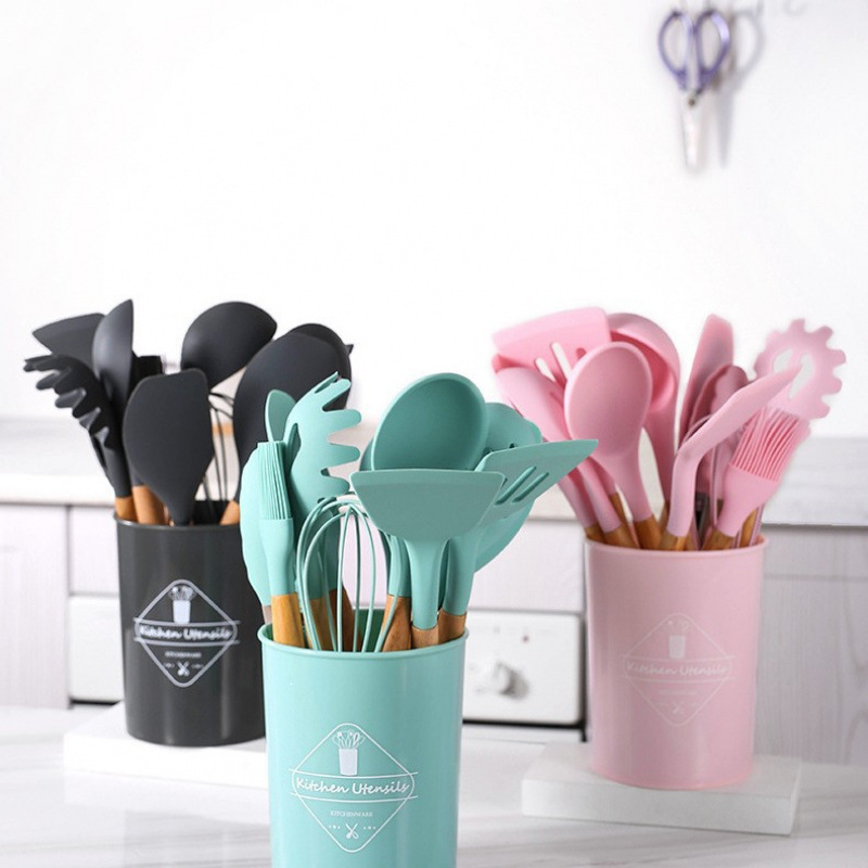 Cuchillos de cocina de silicona transfronterizos domésticos con cocina de acero inoxidable multifuncional 20 piezas conjunto de cocina